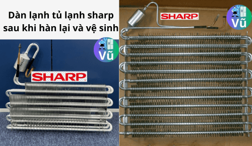 Dàn lạnh tủ lạnh sharp sau khi hàn lại và vệ sinh