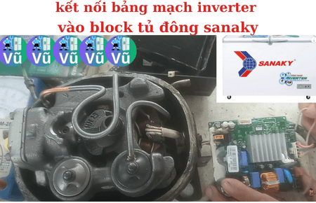kết nối bảng mạch vào block tủ đông sanaky inverter