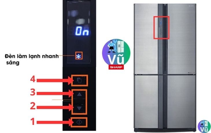 Sử dụng Chế độ cấp đông nhanh tủ lạnh sharp