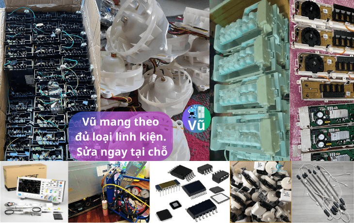 Vũ mang theo đủ loại linh kiện sửa ngay tại chỗ